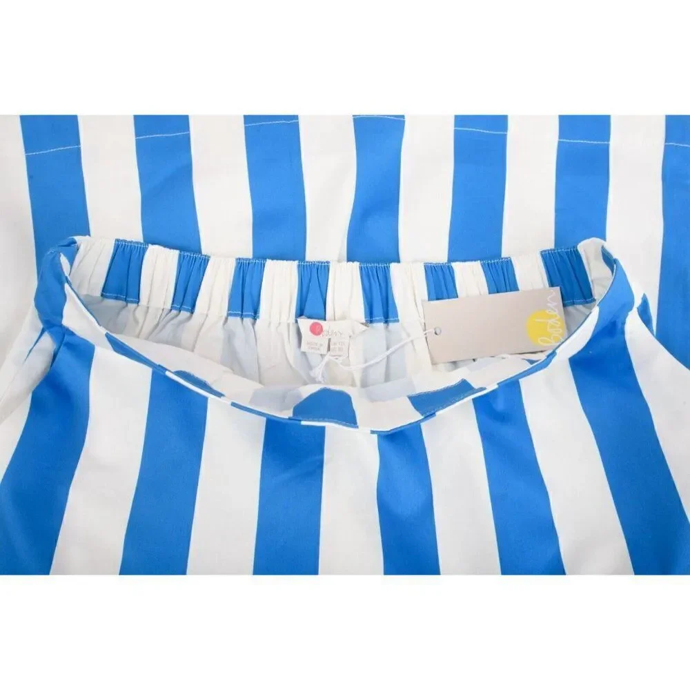 Boden Womens Danby Pull On Skirt UK 12L US 8L 8 Tall Blue White Striped NWT